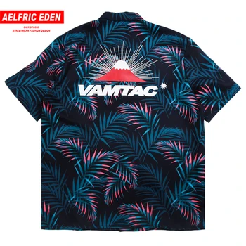 

Aelfric Eden 2020 Summer Hip Hop High Street Costume Men Shirt Trendy Avant-garde Fashion Vegetation Printing Couple Wear Shirt