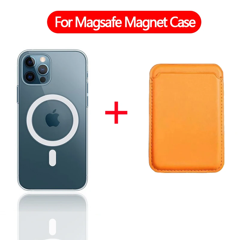 2 in 1 Transparent Magnetic Case + Wallet Card Bag for iPhone 12 Pro Max Mini Magsafing Magnet Card Holder for iPhone 11 Pro Max