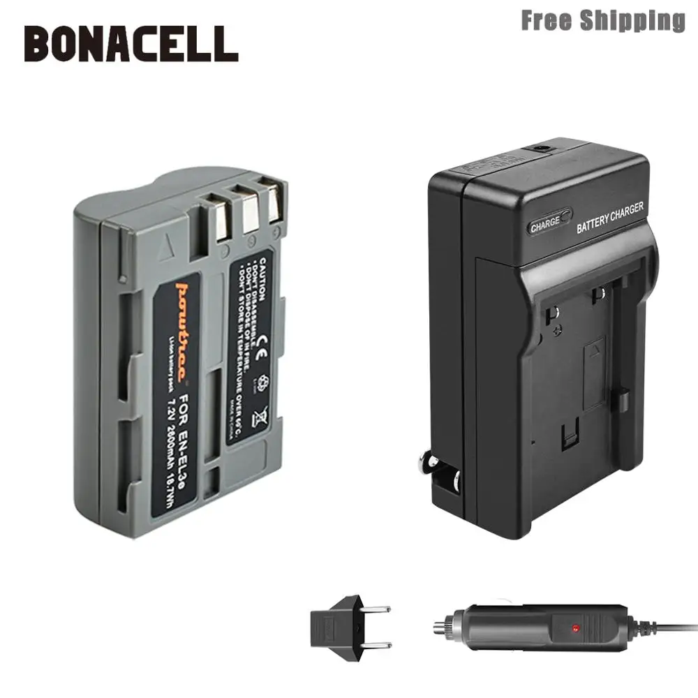 Bonacell 2600 мА/ч, EN-EL3e RU EL3e EL3a ENEL3e Батарея+ Батарея Зарядное устройство для Nikon D300S D300 D100 D200 D700 D70S D80 D90 D50 L50 - Цвет: 1XBattery-Charger
