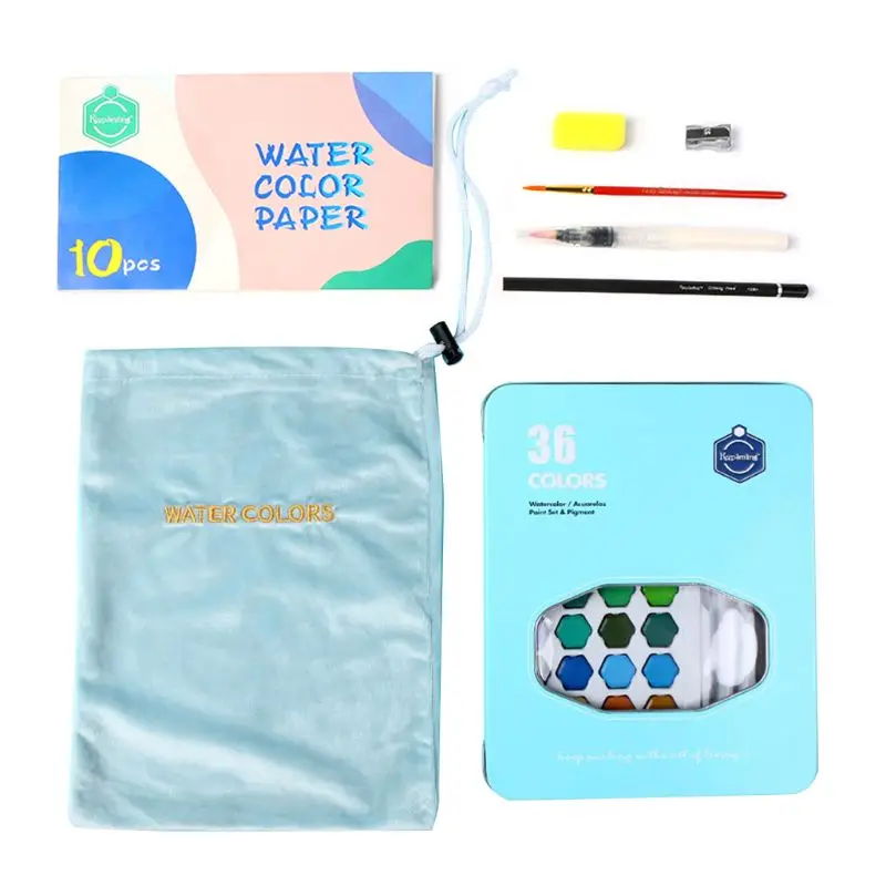 

1Box Watercolor Pigment Set 36-Color Watercolor Paint Student Hand-painted Portable Painting Set Iron Box Water Color Art Suppli