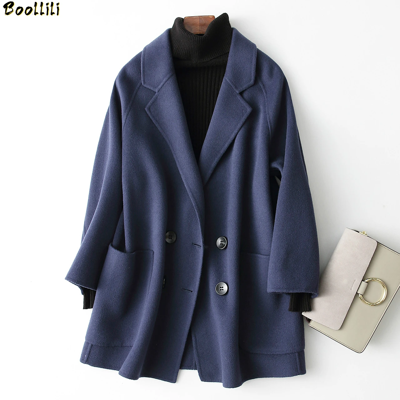 

Boollili 2020 Winter Jacket Women Solid Color 80% Wool Coat Female Spring Autumn Jackets Lady's Coats abrigo mujer