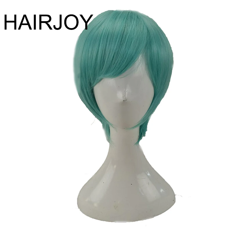 HAIRJOY синтетические волосы Короткий прямой парик для косплея Фиолетовый Синий блонд зеленый коричневый 6 цветов