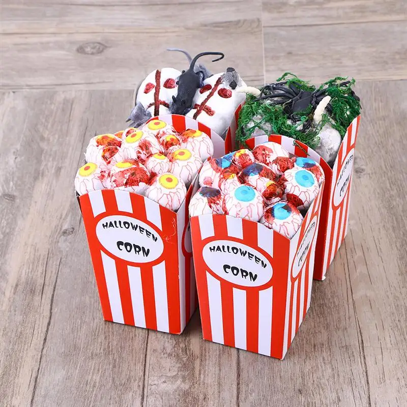 4pcs Scary Halloween Props Horror Popcorn Decoration Funny Foam Eye Ball Spider Mouse Trick Toys Prop Supplies | Дом и сад