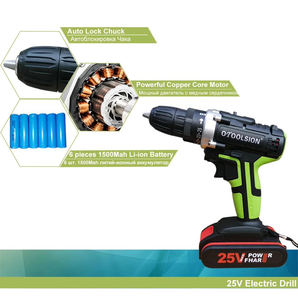 25+1 Torque 25V Electric Drill Cordless Drill Power Tools Drill Electric Hand Drill Cordless Electric Screwdriver +Tool Box (1)