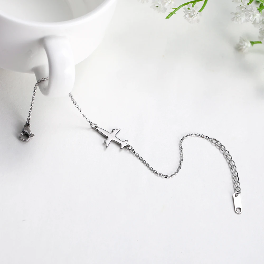 Skyrim Plane Charm Bracelet Stainless Steel Aircraft Airplane Adjustable Chain Link Bracelets Pulsera Jewelry Gift for Women - Image 5