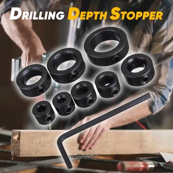 

Drill Depth Stop Collars Spacing Ring Locator Woodworking Tools with Wrench I88 #1