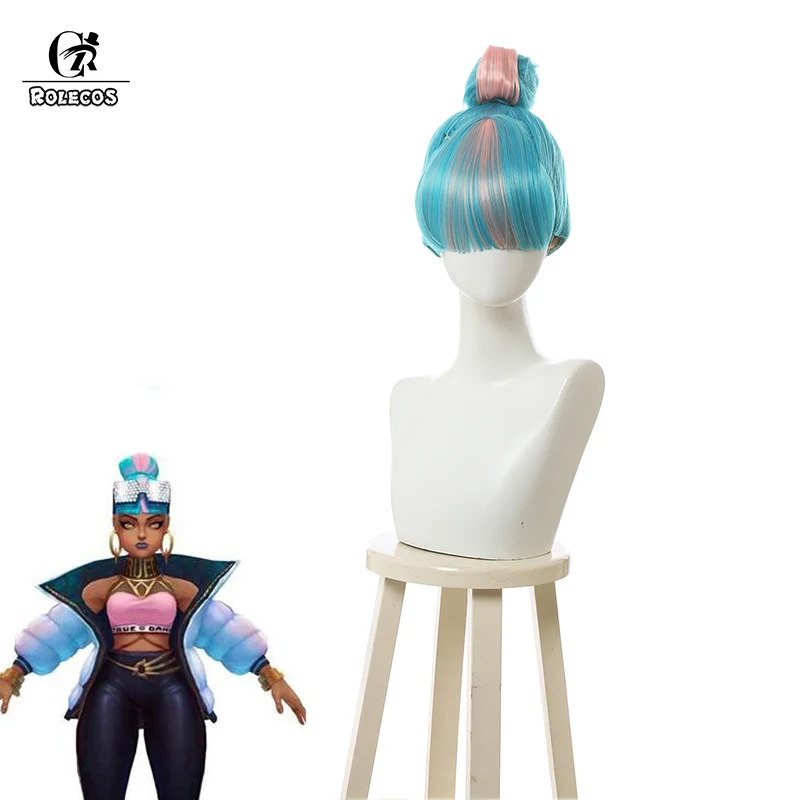 

ROLECOS Game LOL True Damage Cosplay Wig LOL Qiyana Empress of the Elements Cosplay Hair Heat Resistant Synthetic Women Hair