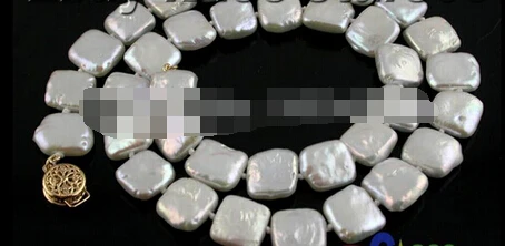 1159 природа 1" 12 мм квадратное белое пресноводное жемчужное ожерелье