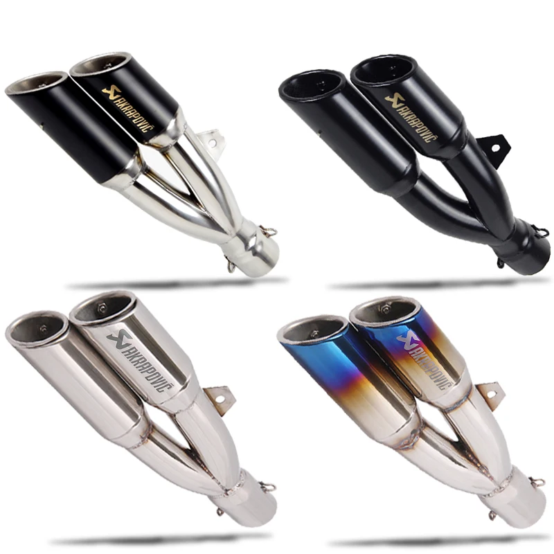 

51mm Inlet universal motorcycle exhaust muffler dual double pipe escape moto DB killer laser for CB400 z250 NC700 ktm duke 390