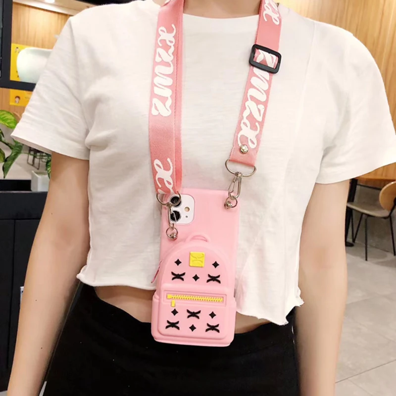 Charming 3D Cartoon Wallet DIY Case with Strap and Lanyard