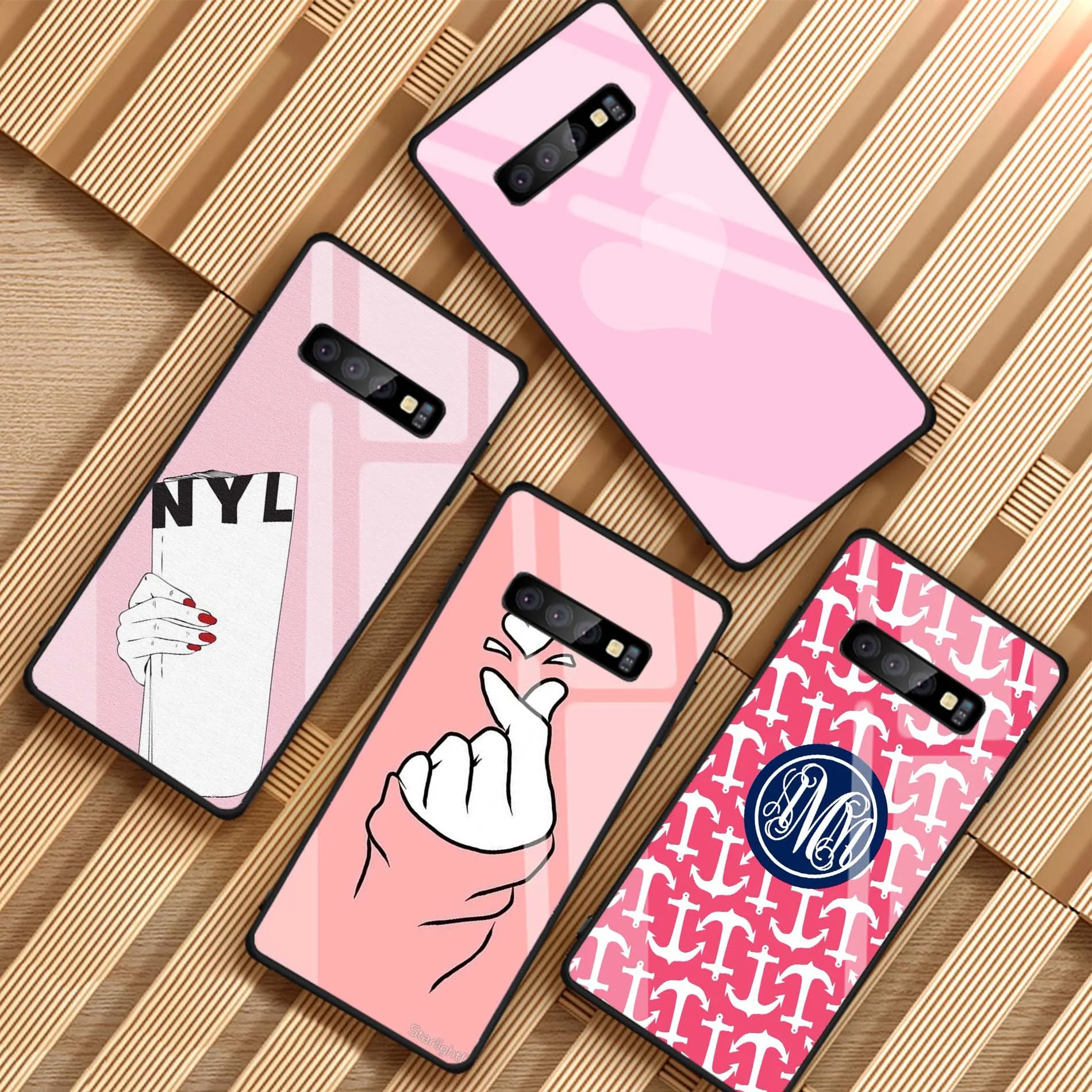 Розовый персонализированные для samsung Galaxy NOTE 8 9 S8 S9 S10 плюс A6 A6P A8 A8P J6 J8 J8P закаленное Стекло чехол для телефона