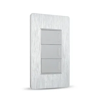 

Switch socket brushed silver switch panel three open double control