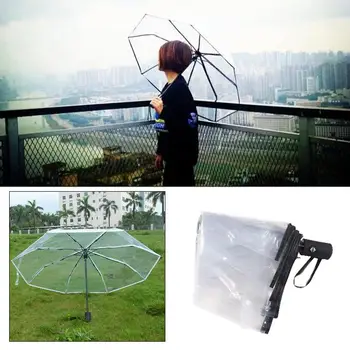 

Transparent Folding Umbrella Sun Umbrella Transparent Rain Umbrella Outdoor UV Home Furnishing Auto Close Portable