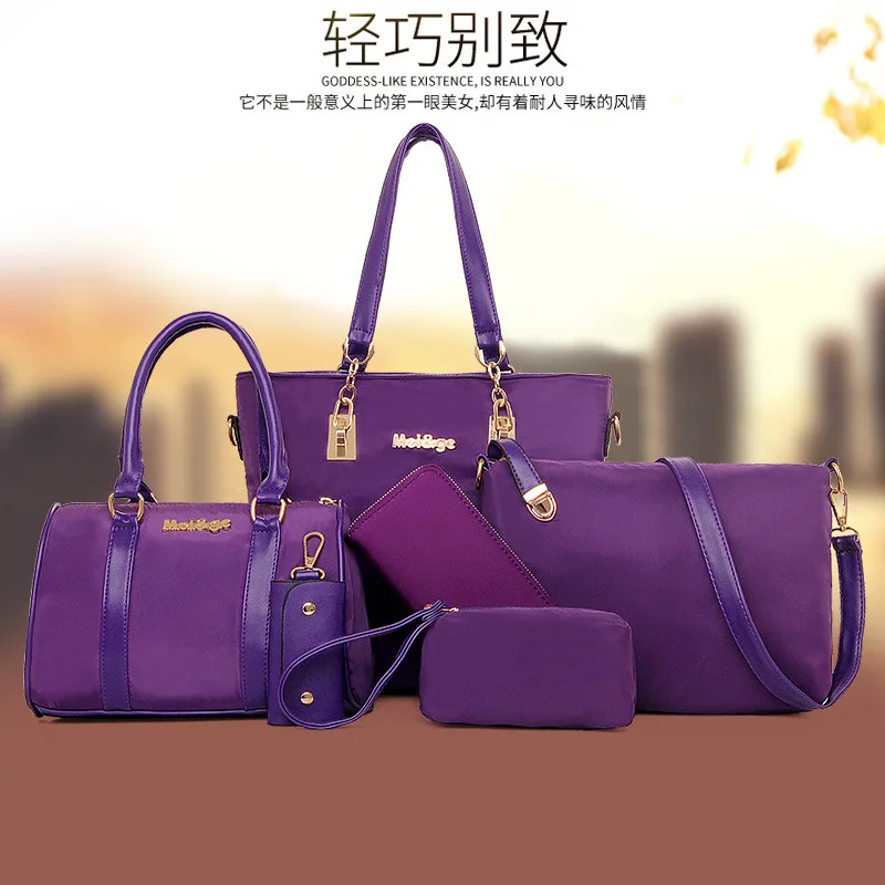 

New Style Six Pieces Set Different Size Bags Nylon Handbag Shoulder Bag Shoulder Women's Large Bag