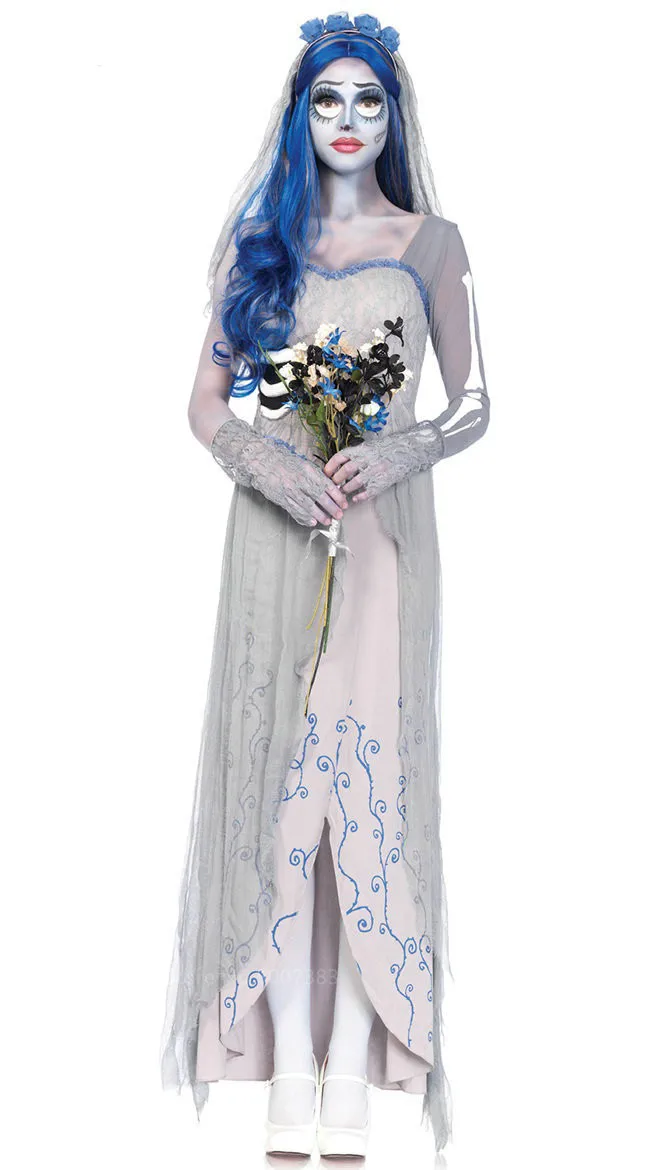 MicCostumes Ghost Bride Skeleton Cosplay Dress Halloween Costume