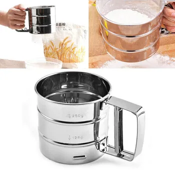 

Flour Sieve Cup Icing Powdered Shaker Sieve Cup Mesh Crank Flour Sugar Sifter Sieve Stainless Steel Baking Sieve Strainer