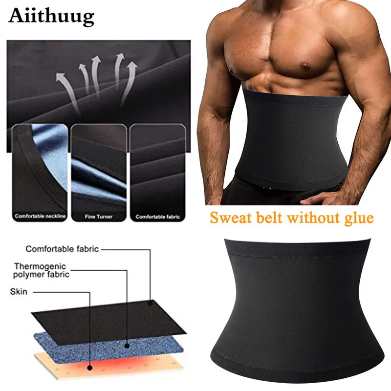 Aiithuug premium cintura trimmer para homens cintura trainer sauna cinto de emagrecimento sauna cinto de peso perder calor prender treino quente guarnição