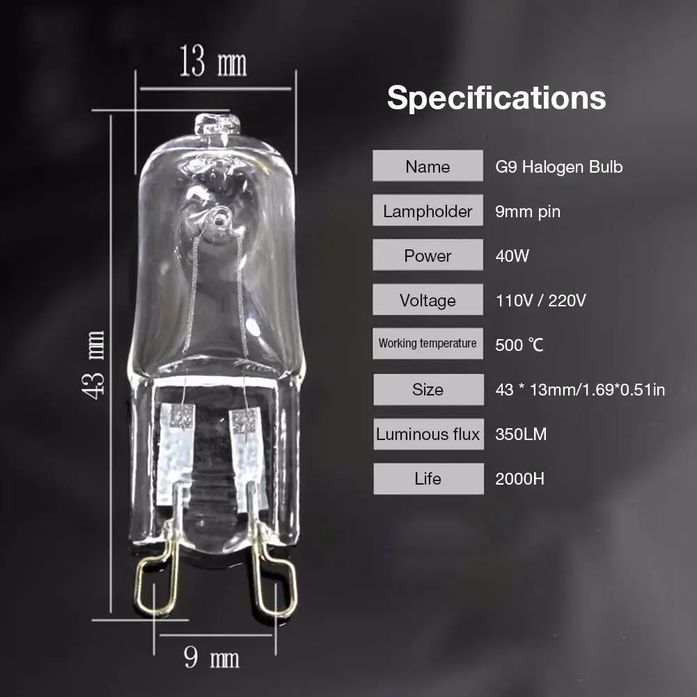 40W 220V Ampoule halogène haute température pour four, G9, utilisation Cdiscount Jardin