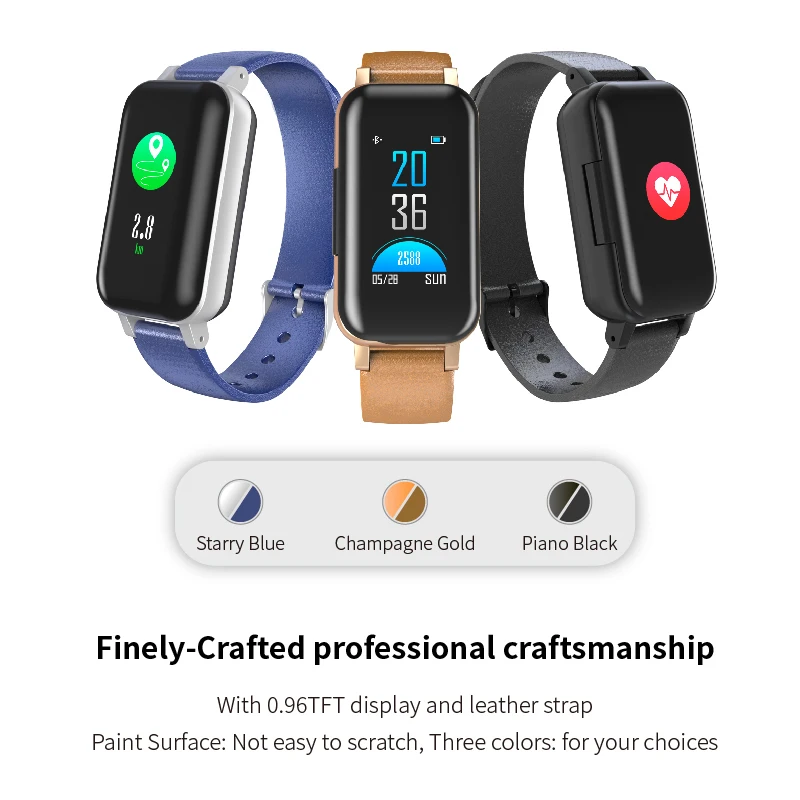 T89 Smart Watch 5.0 Bluetooth With TWS Earphone Monitor Smart Wristband Health Fitness Bracelet Heart Rate Sport Smart Watch Men