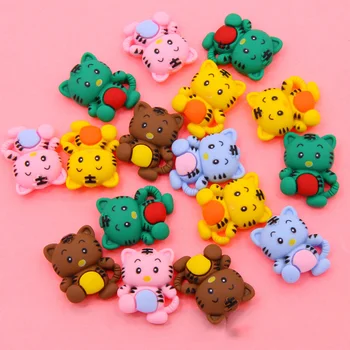 

20Pcs/lot Cartoon Animal Flatback Resin Cabochon Kawaii Tiger Fit Phone Decoration Scrapbooking Craft DIY Hair Bows Accessories