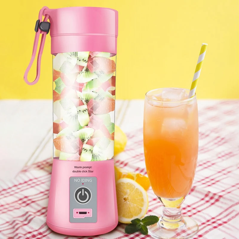 

380Ml Usb Rechargeable Blender Mixer 2 Blades Juicer Bottle Cup Juice Citrus Lemon Vegetables Fruit Smoothie Squeezers Reamers