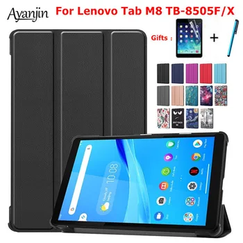 

Case For Lenovo Tab M8 TB-8505F TB-8505X 8.0 inch Tablet Slim PU Leather Protective Cover Stand Skin Shell Funda Capa+Film+Pen