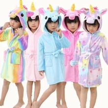 Милые Детские Банные халаты для девочек; пижамы для детей с рисунком радуги и единорога; пляжное полотенце с капюшоном; банный халат для мальчиков; одежда для сна; одежда для детей