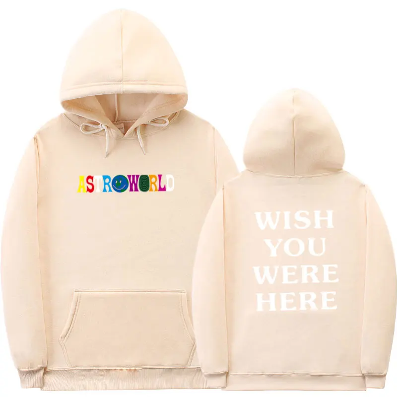Khaki MS68 Трэвиса Скотта ASTROWORLD WISH YOU WAS HERE толстовки наборы уличная флисовая толстовка спортивные штаны Мужские Женские худи и брюки S-3XL - Цвет: Khaki MS68