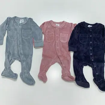 

Newborn Baby Boys Girls Long sleeves Jumpsuits 2019 Soft Warm Velvet Stretches Footies Baby Bodysuits Outfits Clothes