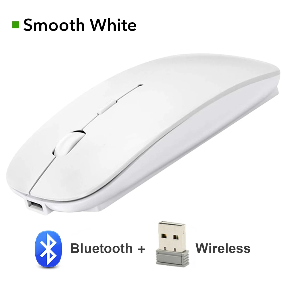 Bluetooth 4.0 White Беспроводная Bluetooth мышь беспроводная Бесшумная компьютерная мышь для ПК ноутбука Mause перезаряжаемая эргономичная оптическая USB мышь - Цвет: Bluetooth 4.0 White