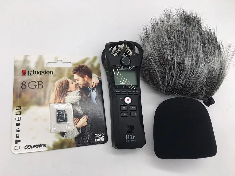 with 8G sd card Зум H1N цифровой камеры аудио рекордер стерео микрофон с ветровой губкой и меховой пальто подарки - Цвет: with 8G sd card