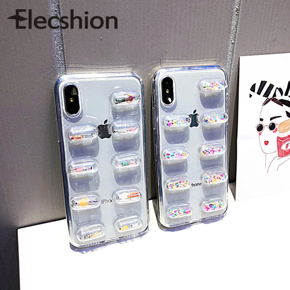 

Transparent Doll Case For iPhone 7 8 Plus XR X 6s 6 Plus Case XS Max Cute Capsule Covers For iPhone 6 7 8 XS Max XR Glossy Coque