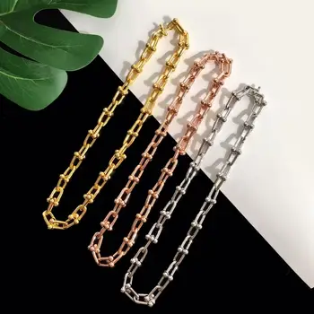 

New Hot Sale U-shape Bamboo joint S925 Sterling Silver Necklaces for Women Party Original 1:1 LOGO Luxury brands Jewelry gift