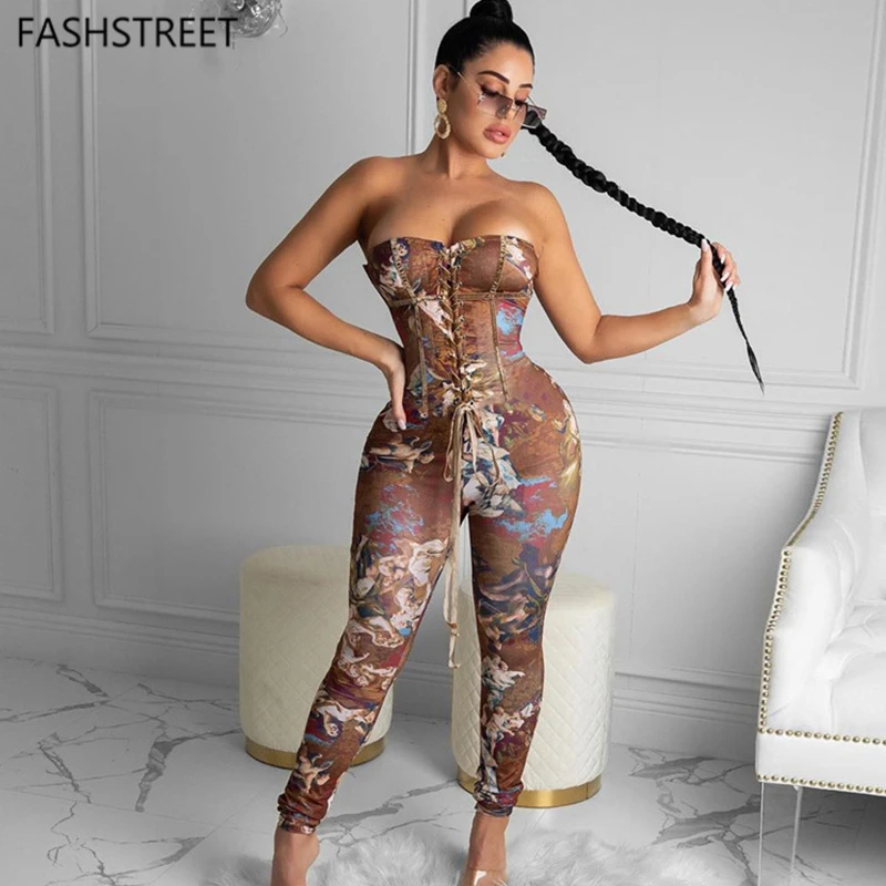 Mesh corset jumpsuit Clearance