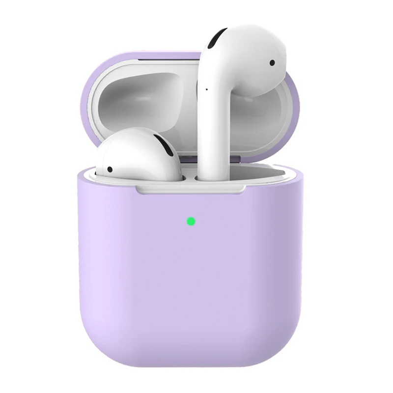 Чехол для наушников Apple AirPods2 Мягкий силиконовый чехол беспроводной Bluetooth защитный чехол для наушников для Air Pods чехол - Цвет: Lavender