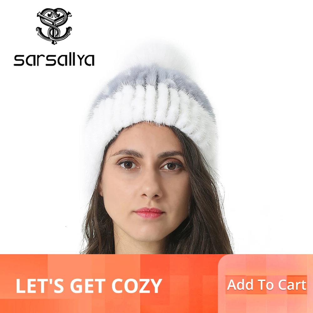 

Knitted Mink Hat Women Fur Mink Beanies Female Winter Hat With Pompom Fox Warm Autumn Caps For Ladies White Beanie Hat New 2019