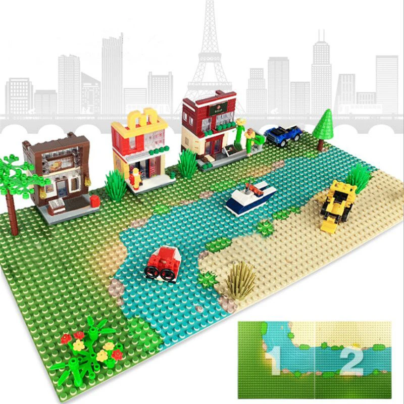

Toy 32*32 Dots Base Plates for Small Bricks City River Grass Cross Straight Building Blocks Educational Toys for Children