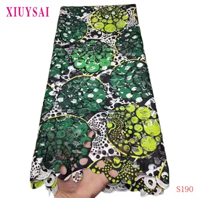 African Lace Fabric High Quality Lace Printing Flower Cord Lace Punch cotton Fabric For Nigerian Wedding lace fabric S190 - Color: as picture 012