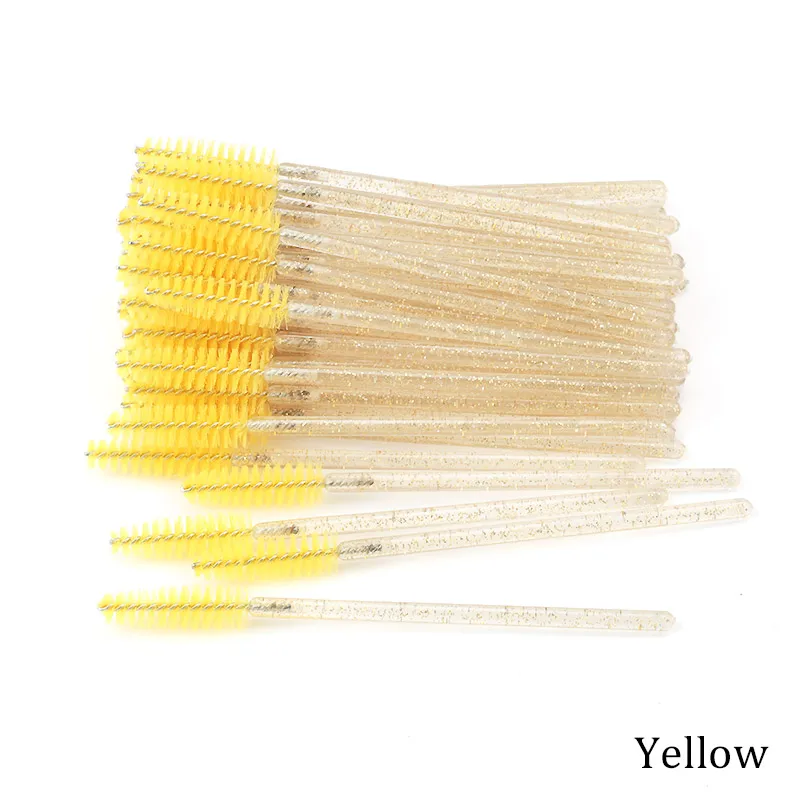 A-Yellow-50pcs 50 шт. одноразовый Кристалл щеточки с тушью для ресниц палочки Аппликатор Прививка ресниц Керлинг гребень Красота Макияж инструмент - Handle Color: A-Yellow-50pcs