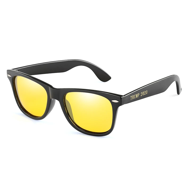 Женские мужские поляризованные солнцезащитные очки, модные квадратные солнцезащитные очки для вождения, зеркальный дизайн, логотип "TRUMP ", очки Oculos de sol - Цвет линз: Black Night Vision