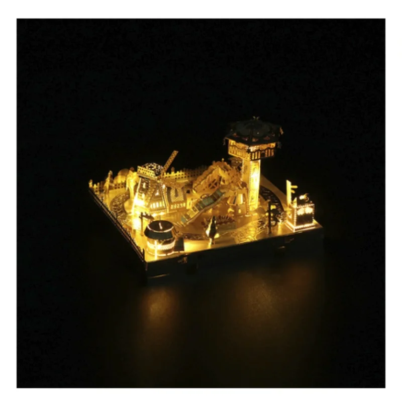 3D DIY металлическая головоломка модель Pmusement Park с огнями режущий пазл лучшие подарки для любимых друзей детская коллекция Обучающие - Цвет: DQ074F-G