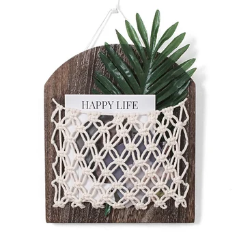 

Door Back Retro Dormitory Office Wall Hanging Newspaper Wooden Sundries Hand Woven Home Decor Bedside Storage Basket Magazines