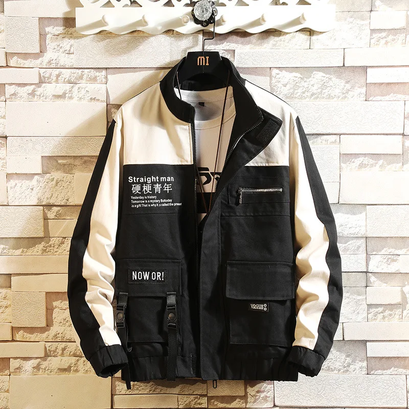 

2019 Handsome Spring And Autumn New Style Men Jacket Teenager Popular Brand Origional Stitching Jacket Loose-Fit Workwear Fashio