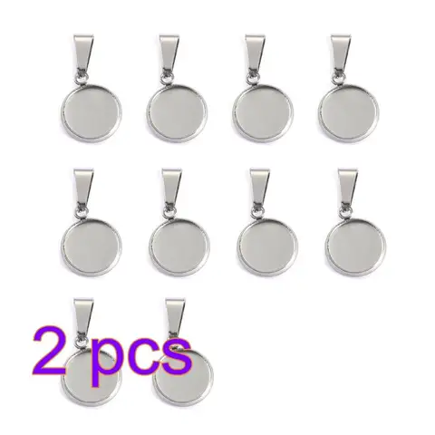 Stainless Steel Blanks Pendant Base Settings Cabochon Round 10/12/14//20/25mm Bezel Trays Jewelry Making Supplies
