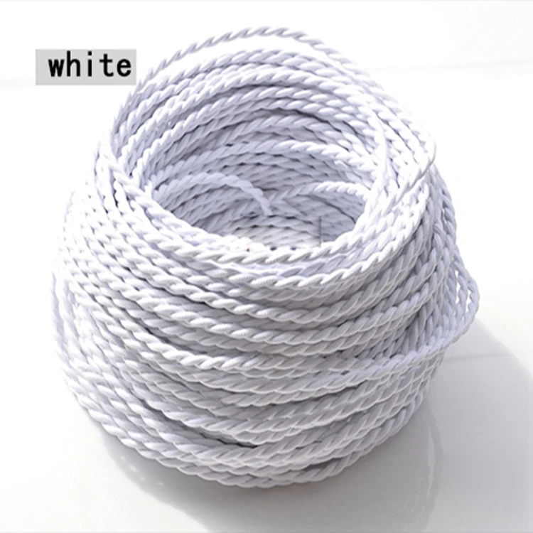 TEMPSA 5M Fil électrique Tressé Tissu Câble Corde Pour Suspension Plafonnier Noir