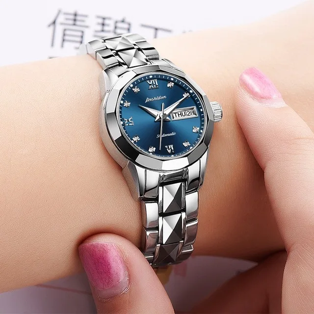 Women Watch 1 JSDUN парные часы Механические подарки для пары женские наручные часы из нержавеющей стали роскошные женские часы из розового золота подарки для мужчин и женщин - Цвет: Women Watch 1