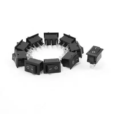 

10 Pcs AC 250V 6A AC 125V 10A 2 Terminals SPDT Black Button Rocker Switch
