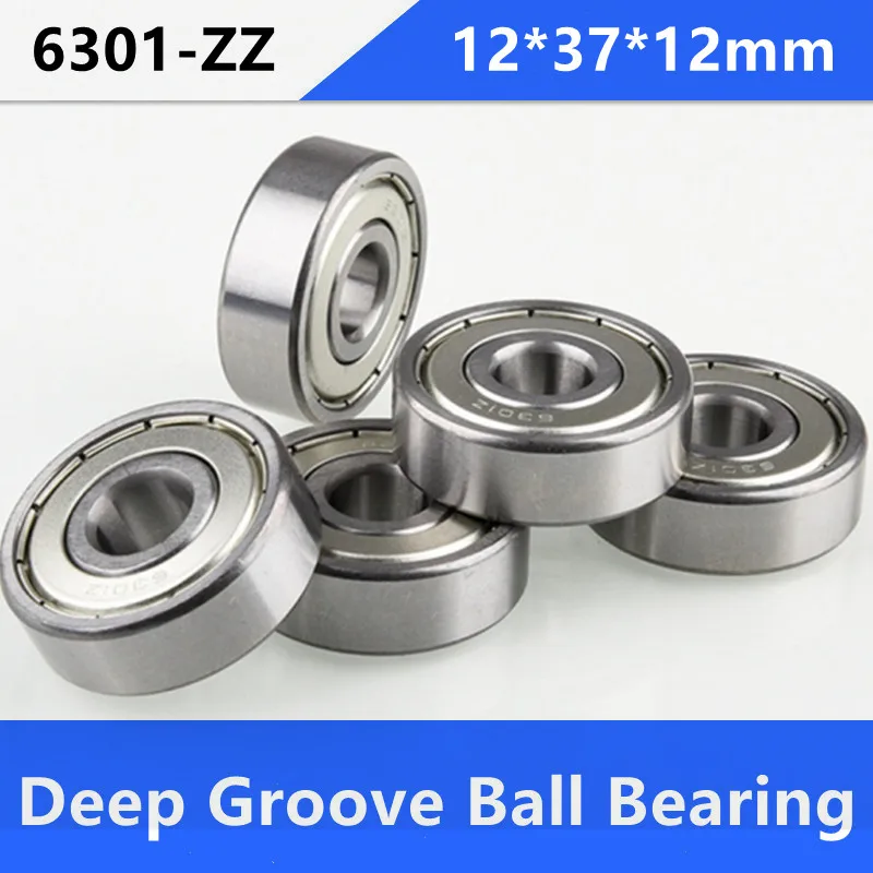 

50pcs/lot 6301ZZ 6301Z 6301 Z ZZ Ball bearing 12*37*12mm Double cover Deep Groove Ball bearing 12x37x12mm