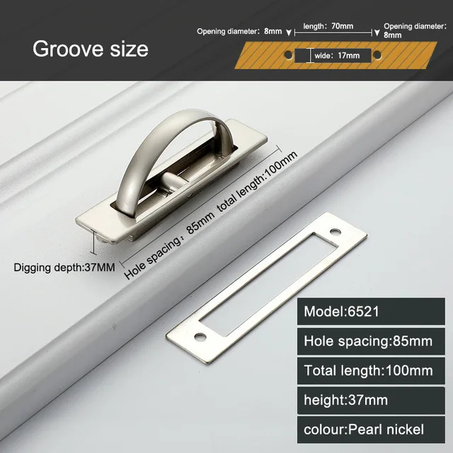 Pearl Nickel Plate KAK Tatami скрытые дверные ручки из цинкового сплава, утопленный скрытый Потяните покрытие, напольная ручка шкафа, яркий хром, темная фурнитура для мебели - Цвет: Pearl Nickel Plate