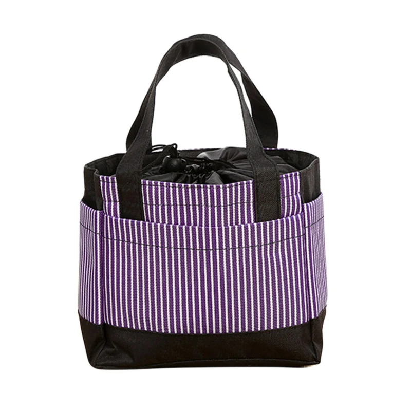 New Oxford Lunch Bags Drawstring Baby Bottle Thermal Bag Striped Students Kids Food Insulation Bags Home Picnic Tote Thermo - Цвет: Purple